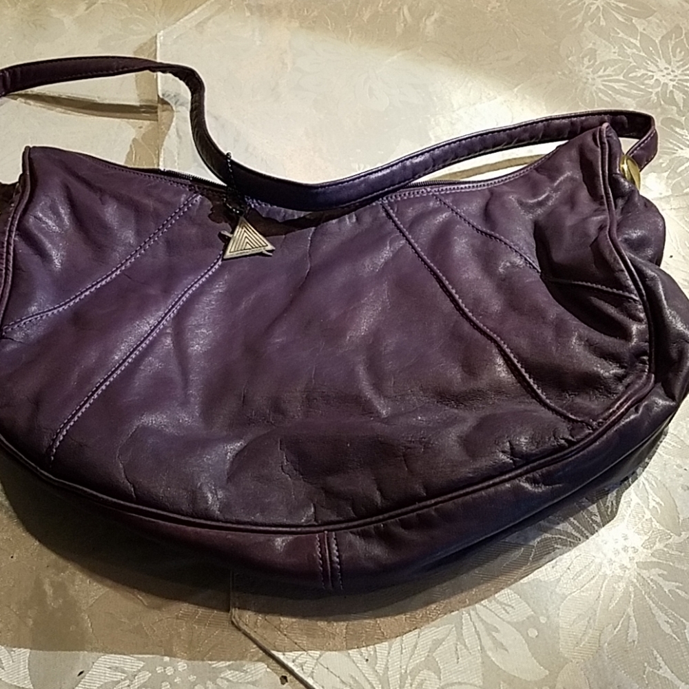 Evan Picone purple leather handbag